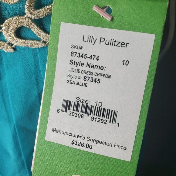LILLY PULITZER SEA BLUE JILLIE CHIFFON STRAPLESS DRESS Woman's SIZE 10 - Picture 7 of 15